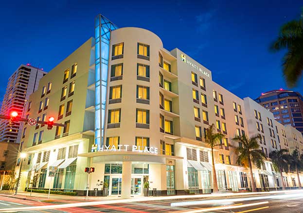 NIghttime View of Hyatt Place West Palm Beach/Downtown Exterior