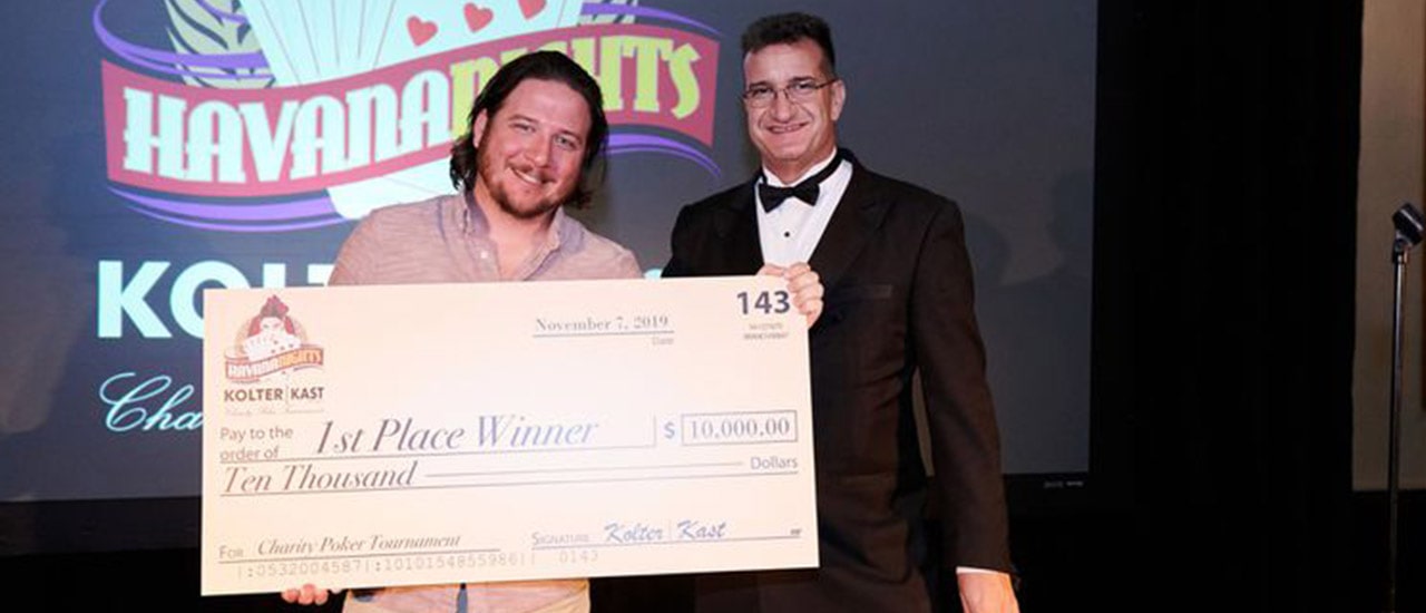 Adam LeBlanc, vice president of design with Specialty Engineering Consultants, inc., took the $10,000 first-place prize at the 2019 Kolter|Kast Havana Nights Charity Poker event